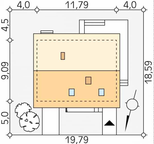 Rzut projektu Balbinka (KO) - Usytuowanie na działce