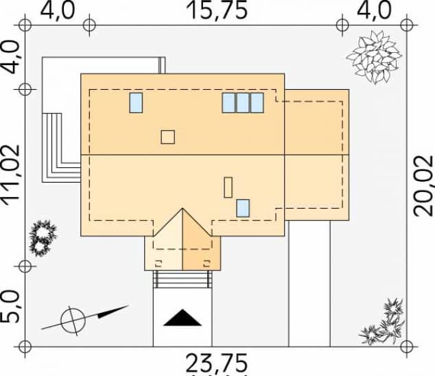 Rzut projektu Sójka (CE) - Usytuowanie na działce