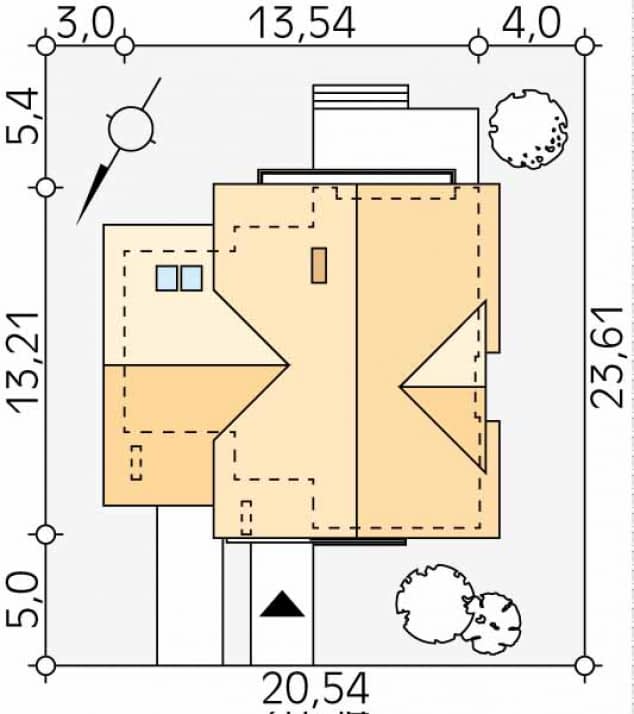 Rzut projektu Jaspis 4 (CE) - Usytuowanie na działce