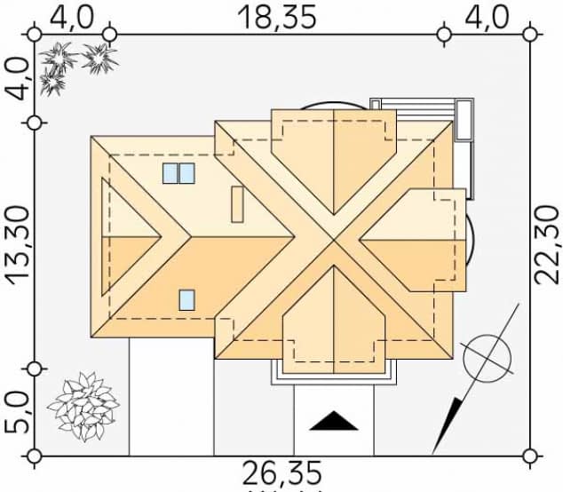 Rzut projektu Bachus 9 (CE) - Usytuowanie na działce