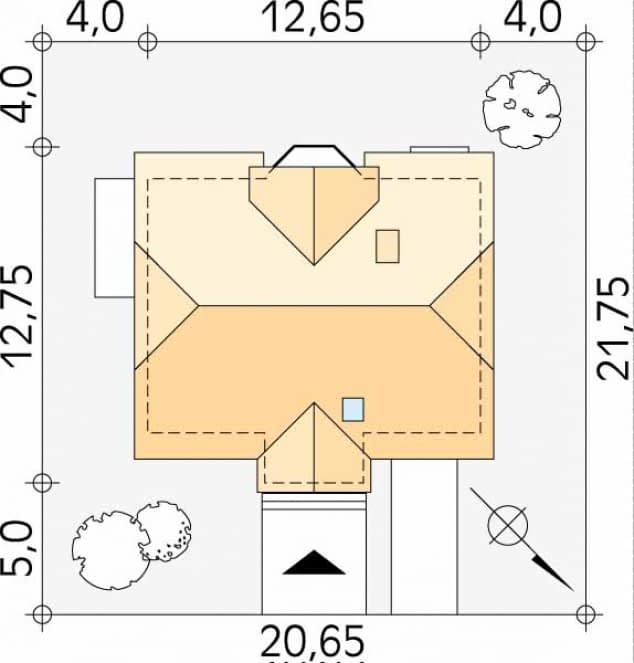 Rzut projektu Orlik (CE) - Usytuowanie na działce