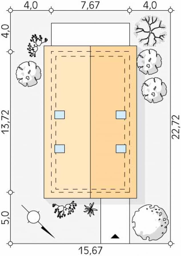 Rzut projektu Trakt (PH) - Usytuowanie na działce