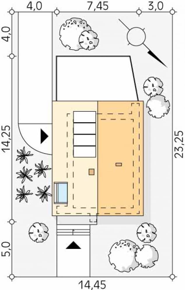 Rzut projektu Agrest 2 (CE) - Usytuowanie na działce