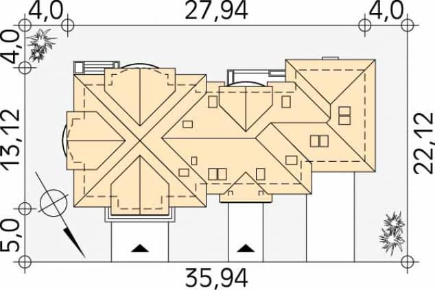 Rzut projektu Atol (CE) - Usytuowanie na działce