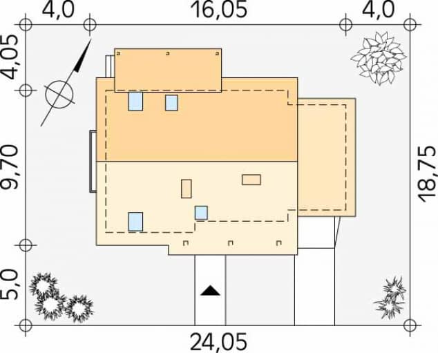 Rzut projektu Aloes 2 (CE) - Usytuowanie na działce