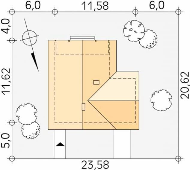 Rzut projektu Jaśmin 3 dr-S (DR-S) - Usytuowanie na działce