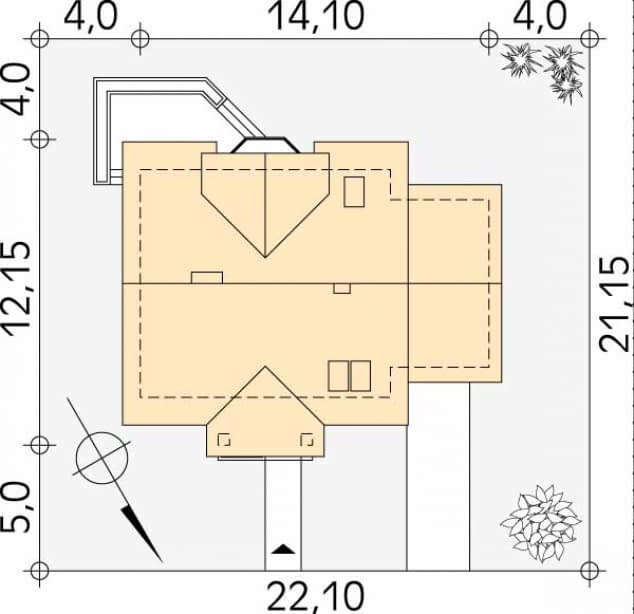 Rzut projektu Pliszka (CE) - Usytuowanie na działce