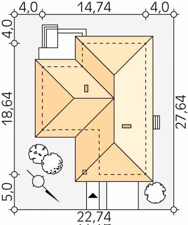 Rzut projektu Kaszmir (KO) - Usytuowanie na działce
