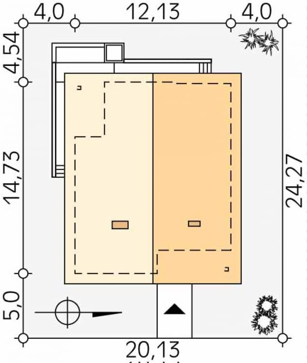 Rzut projektu As (CE) - Usytuowanie na działce