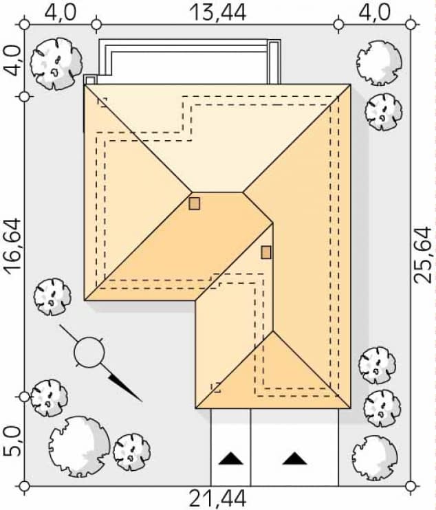 Rzut projektu Aruba 4 (KO) - Usytuowanie na działce