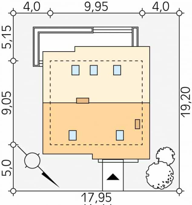 Rzut projektu Kulczyk 2 (CE) - Usytuowanie na działce