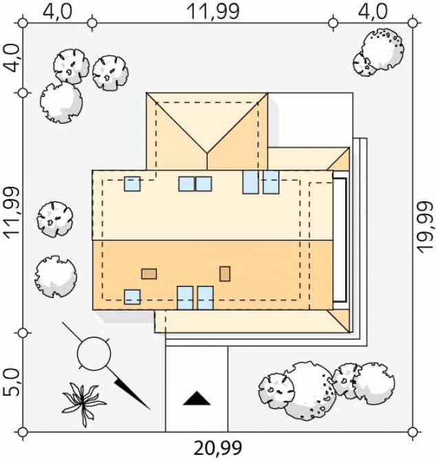 Rzut projektu Malutki 7 (KO) - Usytuowanie na działce