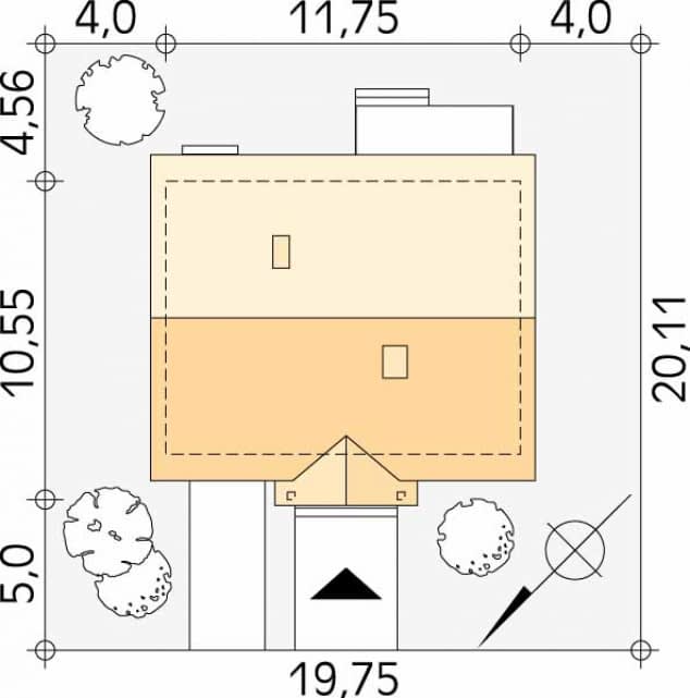Rzut projektu Agatka (CE) - Usytuowanie na działce