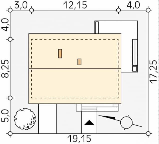Rzut projektu Imbir 2 (CE) - Usytuowanie na działce