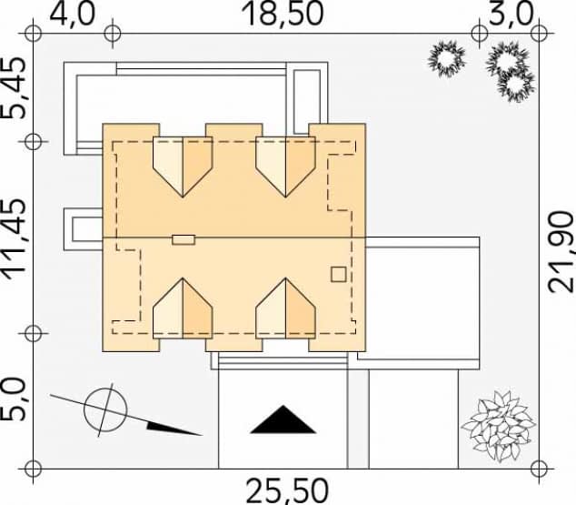 Rzut projektu Kwarc 2 (CE) - Usytuowanie na działce