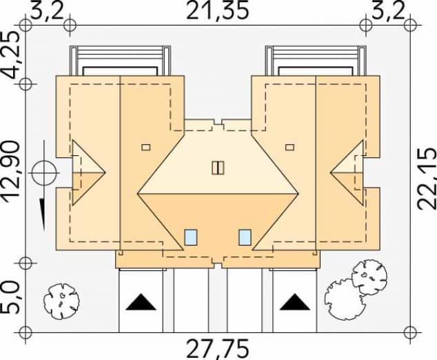 Rzut projektu Piryt (CE) - Usytuowanie na działce