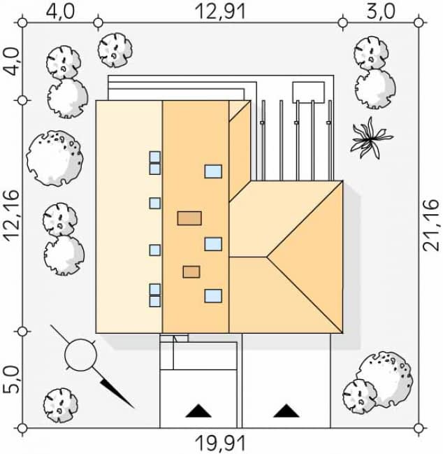 Rzut projektu Malutki 6 (CE) - Usytuowanie na działce
