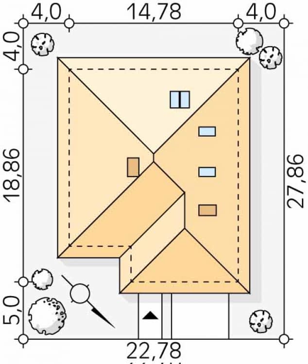 Rzut projektu Decyma 11 (CE) - Usytuowanie na działce