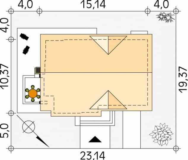 Rzut projektu Amber (CE) - Usytuowanie na działce