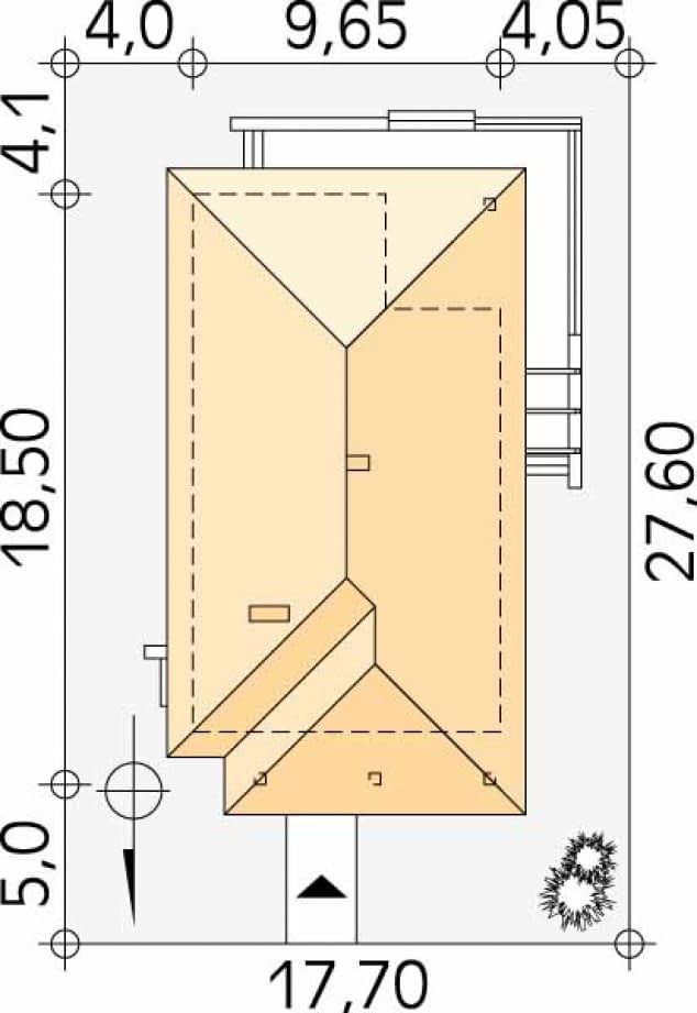 Rzut projektu Granat (CE) - Usytuowanie na działce