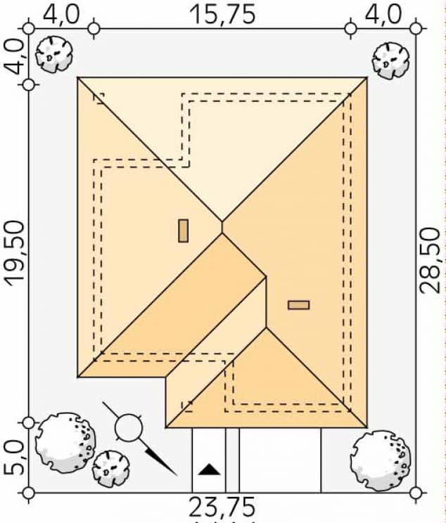 Rzut projektu Decyma 12 (CE) - Usytuowanie na działce