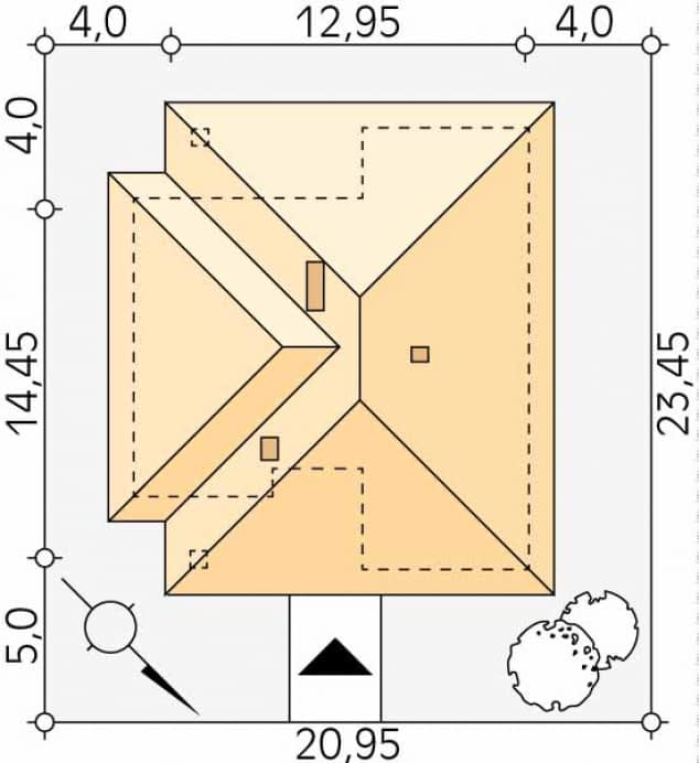 Rzut projektu Dedal (CE) - Usytuowanie na działce