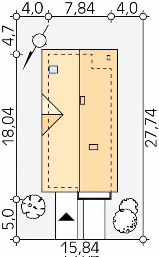 Rzut projektu Jodła (KO) - Usytuowanie na działce
