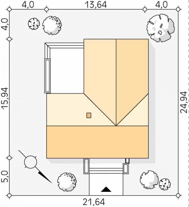 Rzut projektu Cytrus (KO) - Usytuowanie na działce