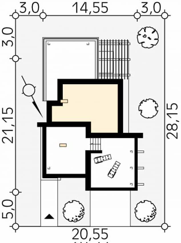 Rzut projektu Horus (CE) - Usytuowanie na działce