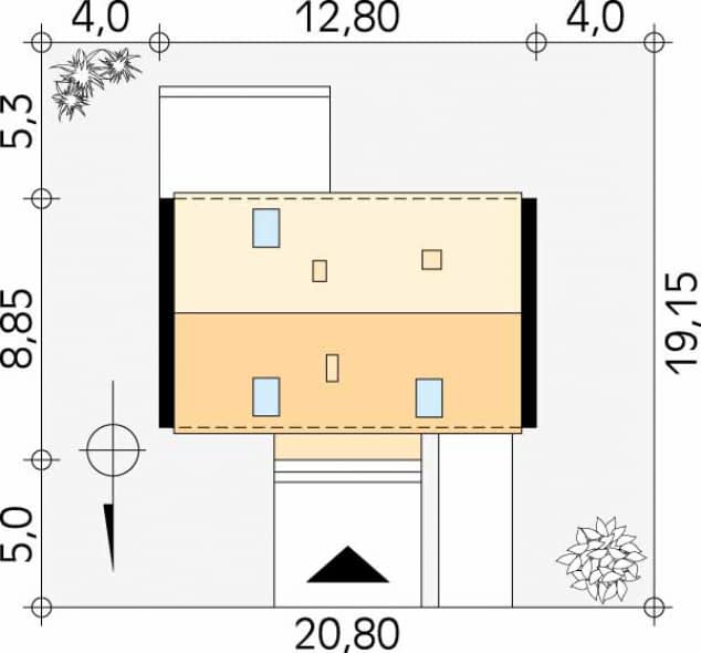 Rzut projektu Magnolia (CE) - Usytuowanie na działce