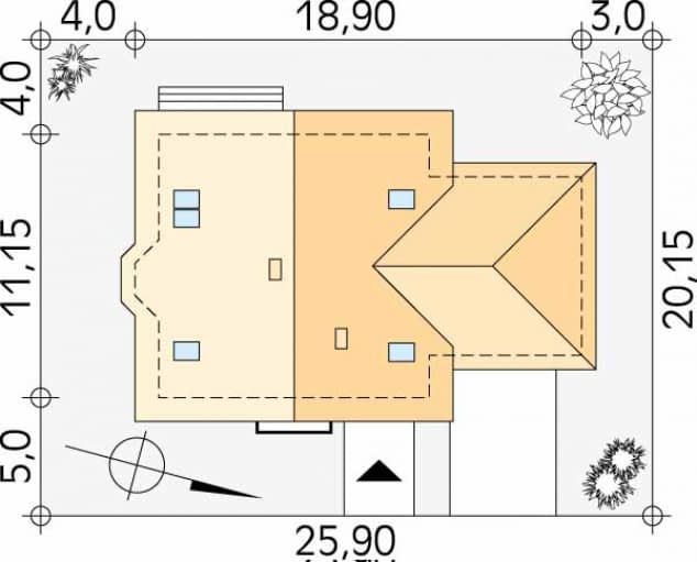 Rzut projektu Caro 3 (CE) - Usytuowanie na działce
