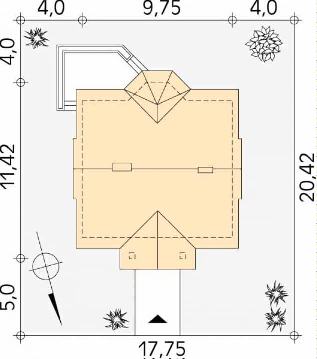 Rzut projektu Echo 3 (CE) - Usytuowanie na działce