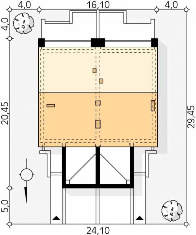 Rzut projektu Cyklamen (CE) - Usytuowanie na działce