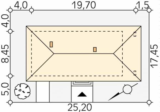 Rzut projektu Decyma 4 (CE) - Usytuowanie na działce