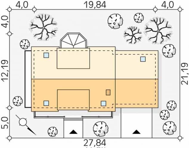 Rzut projektu Jagodowy 3 (KE) - Usytuowanie na działce