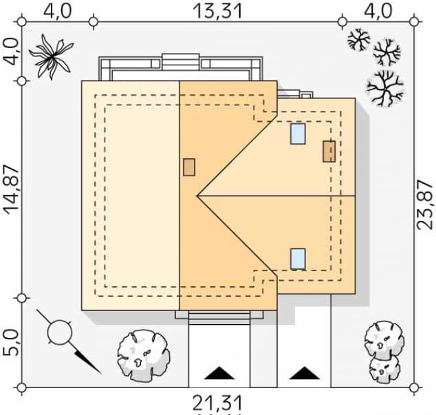 Rzut projektu Sopran 8 (CE) - Usytuowanie na działce