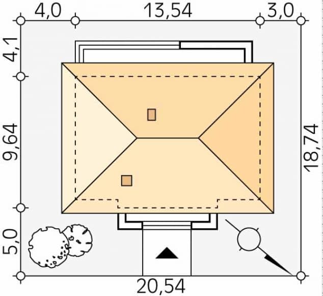 Rzut projektu Decyma 2 (KO) - Usytuowanie na działce