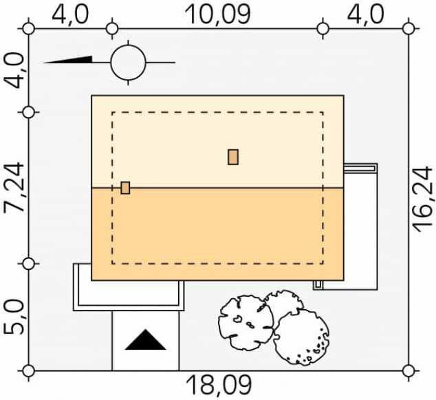 Rzut projektu Zeo 3 (KO) - Usytuowanie na działce