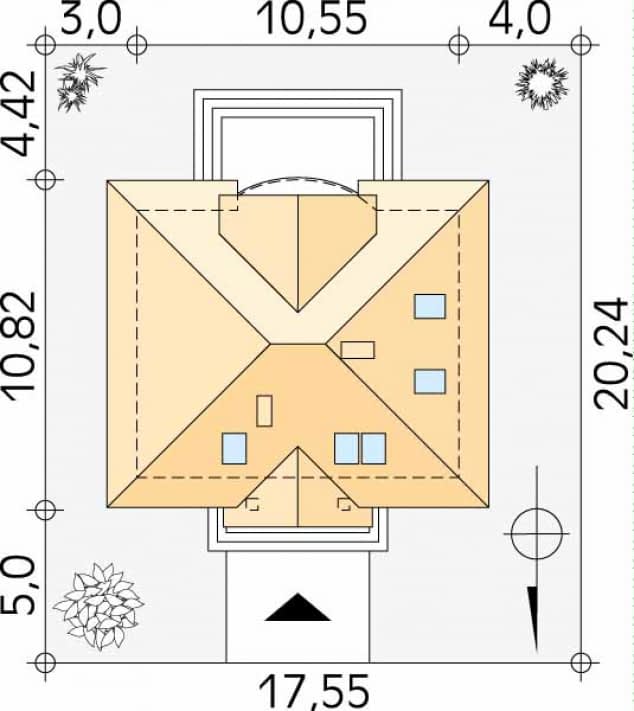 Rzut projektu Szafran 2 (CE) - Usytuowanie na działce