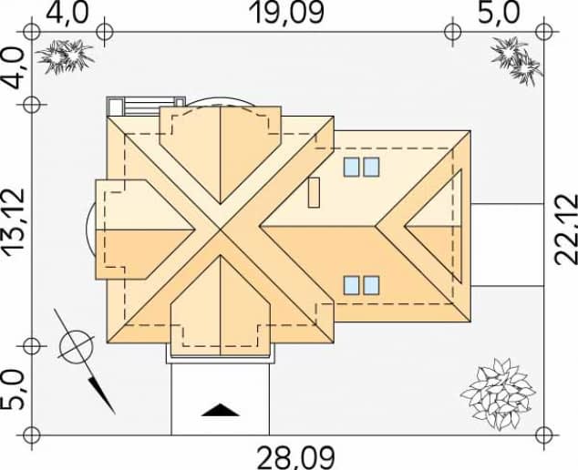 Rzut projektu Bachus 6 (CE) - Usytuowanie na działce