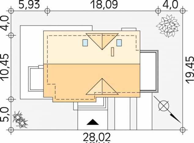 Rzut projektu Amber 2 (CE) - Usytuowanie na działce