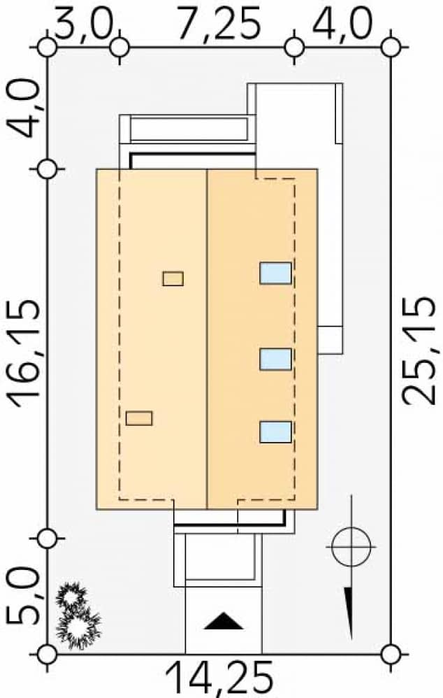 Rzut projektu Amelia (CE) - Usytuowanie na działce