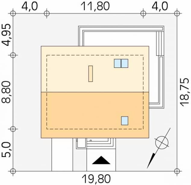 Rzut projektu Anka 2 (CE) - Usytuowanie na działce