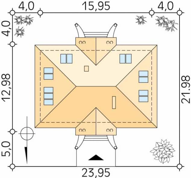 Rzut projektu Tercja 4 (CE) - Usytuowanie na działce