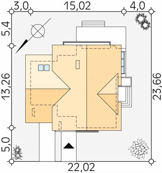 Rzut projektu Jaspis (CE) - Usytuowanie na działce