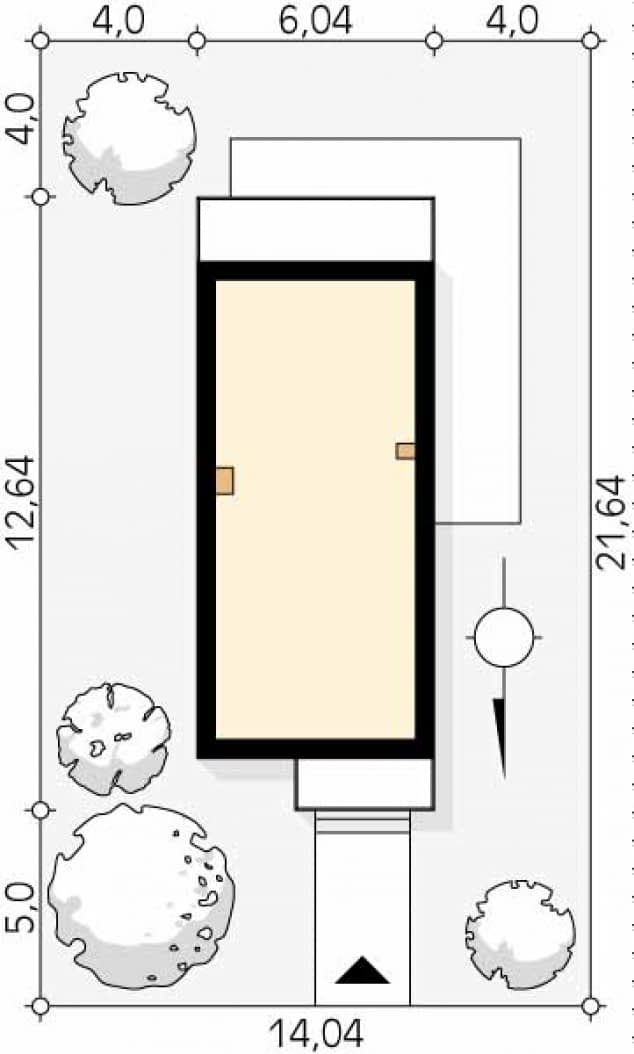 Rzut projektu Dracena W (KO) - Usytuowanie na działce