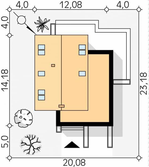 Rzut projektu Antara (CE) - Usytuowanie na działce