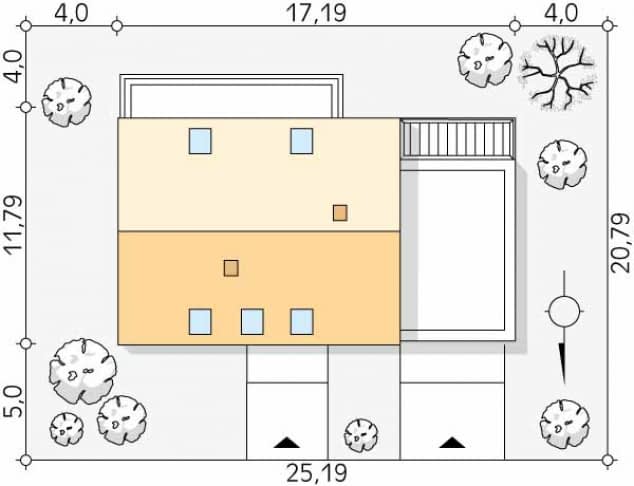 Rzut projektu Denar (SI) - Usytuowanie na działce