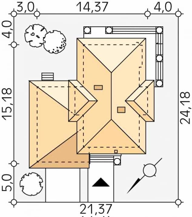 Rzut projektu Cyprys 8 (KO) - Usytuowanie na działce