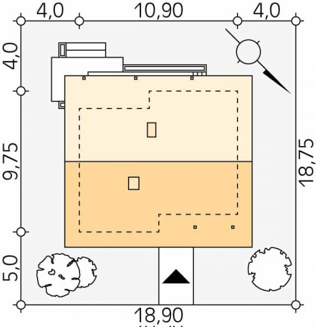 Rzut projektu Sepia (CE) - Usytuowanie na działce